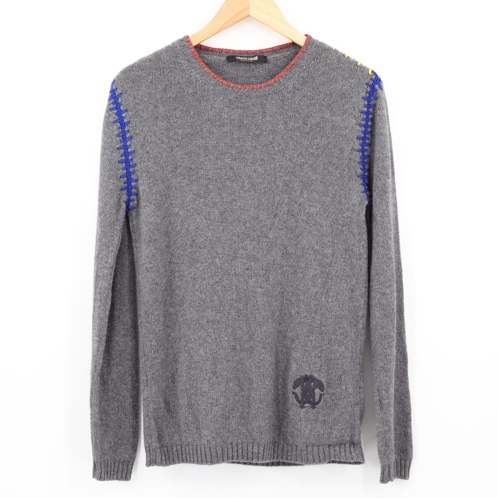 Roberto Cavalli Men's Fashion JNM640-MQ032 Wool Sweater Carbon Melange XS